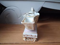 Encrier Ancien Porcelaine De Paris Coquillage Nautile Or Époque XIXe Sablier