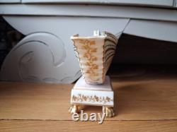 Encrier Ancien Porcelaine De Paris Coquillage Nautile Or Époque XIXe Sablier