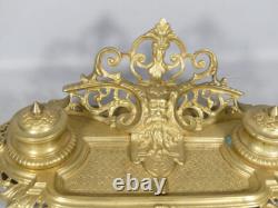 Encrier Napoléon III en bronze doré, époque XIX ème