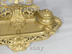 Encrier Napoléon III en bronze doré, époque XIX ème