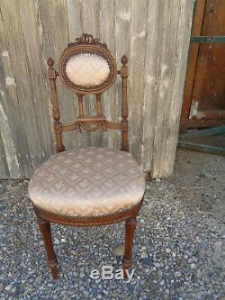 Époque XIXème, petit chaise enfant Louis XVI, chaise médaillon caqueteuse