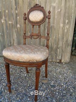 Époque XIXème, petit chaise enfant Louis XVI, chaise médaillon caqueteuse