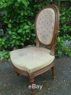 Époque XIXème, petit fauteuil enfant Louis XVI, chaise médaillon, fleurs