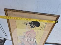 Estampe japonaise originale Encadrée Et Sous Verre Époque XIXe 43cm x 35cm