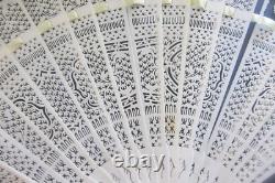 Eventail Epoque XIX Eme Sculpte Et Ajoure Antique Carved Cantonese Chinese Fan