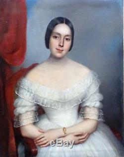 Excellent Portrait de femme Epoque Louis Philippe H/T XIXème Ecole Romantique