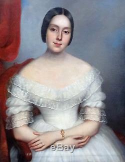 Excellent Portrait de femme Epoque Louis Philippe H/T XIXème Ecole Romantique