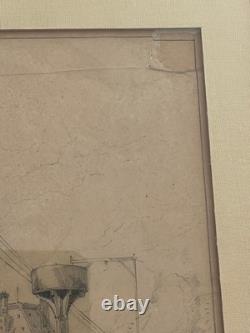 Exceptionnel dessin original XIXe montgolfière ballon Belle Epoque 1878 H. Scott