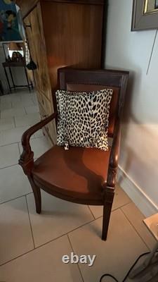 FAUTEUIL ANCIEN ÉPOQUE DIRECTOIRE XIXeme Acajou / Cuir