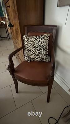 FAUTEUIL ANCIEN ÉPOQUE DIRECTOIRE XIXeme Acajou / Cuir