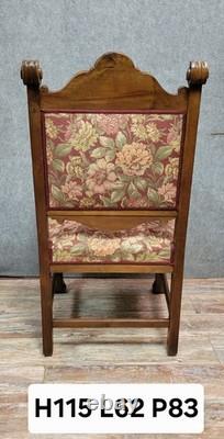 Fauteuil de bureau style Renaissance en noyer sculpté époque XIXeme