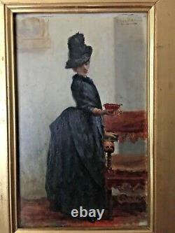 Félix-Joseph BARRIAS 1822/1907 Huile sur panneau Jeune Femme époque XIXème