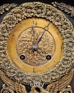 GRANDE PENDULE HORLOGE BRONZE DORE EPOQUE RESTAURATION DEBUT 19 eme S