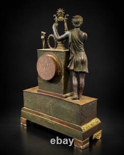GRANDE PENDULE HORLOGE BRONZE DORE EPOQUE RESTAURATION DEBUT 19 eme S