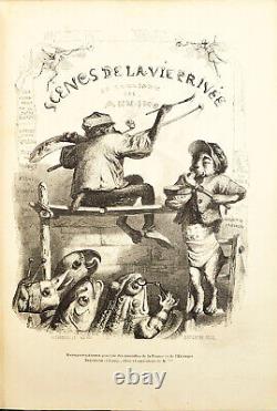 GRANDVILLE Scènes de la vie privée et publique des animaux 1842 reliure époque