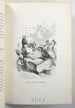 GRANDVILLE Scènes de la vie privée et publique des animaux 1842 reliure époque