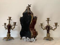 Garniture De Cheminée De Style Louis XV, Bronze Et Ecaille, Epoque XIXème