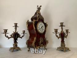 Garniture De Cheminée De Style Louis XV, Bronze Et Ecaille, Epoque XIXème