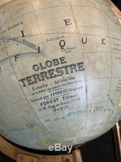 Globe Terrestre Par J. Forest Epoque Fin XIXeme