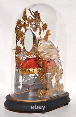 Globe de mariée avec sa couronne, époque Napoléon III Fin XIXème siècle