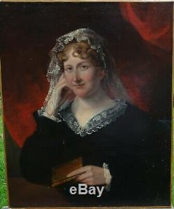 Glover Portrait de femme à la coiffe Epoque Romantique H/T XIXème siècle