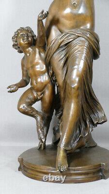 Grand Bronze Bacchanale Et Faune d'Après Clodion, époque XIX ème