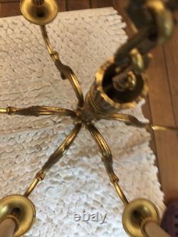 Grand Lustre en Bronze doré Style Louis XVI époque fin XIX ème 6 branches