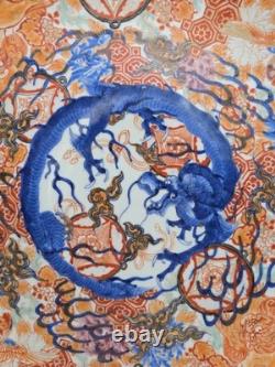 Grand Plat Imari Arita Époque Meiji Fin XIXeme Rare Décor Au Dragon