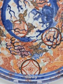 Grand Plat Imari Arita Époque Meiji Fin XIXeme Rare Décor Au Dragon