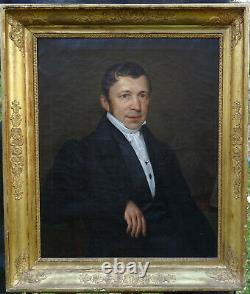 Grand Portrait d'Homme Musicien Epoque Charles X HST du XIXème siècle