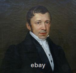 Grand Portrait d'Homme Musicien Epoque Charles X HST du XIXème siècle