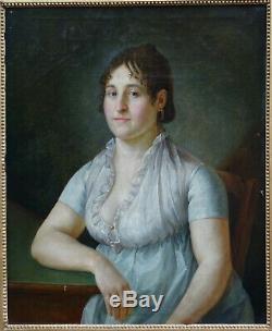 Grand Portrait de Femme Epoque 1er Empire Ecole Française du XIXème siècle HST