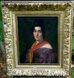Grand Portrait de Femme Epoque Charles X Ecole Française du XIXème siècle HST