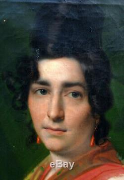 Grand Portrait de Femme Epoque Charles X Ecole Française du XIXème siècle HST