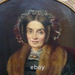 Grand Portrait de Femme Epoque Charles X Huile/Toile fin XIXème siècle
