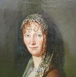 Grand Portrait de Femme Epoque Ier Empire Huile/Toile début XIXème siècle