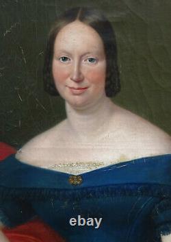Grand Portrait de Femme Epoque Louis Philippe Ecole Française XIXème siècle HST