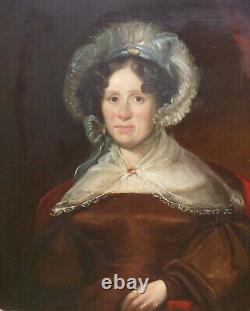 Grand Portrait de Femme Epoque Louis Philippe Huile/Toile du XIXème siècle