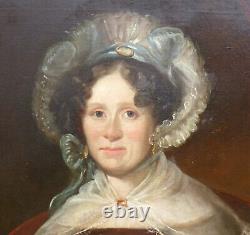 Grand Portrait de Femme Epoque Louis Philippe Huile/Toile du XIXème siècle