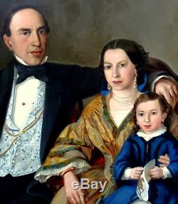Grand Portrait de famille Epoque Napoléon III HsT XIXème siècle (130-97 cm)