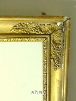 Grand cadre doré époque Empire frises raies de cur XIX EME 78 x 64cm