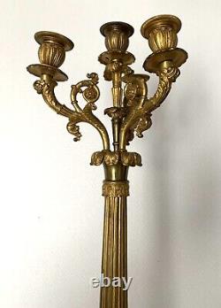 Grand candélabre en Bronze doré époque Restauration XIXeme siecle 1820-1830