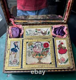 Grand coffret marqueterie epoque Charles X XIXEME Travail De Bagnard