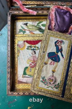 Grand coffret marqueterie epoque Charles X XIXEME Travail De Bagnard