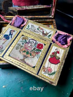 Grand coffret marqueterie epoque Charles X XIXEME Travail De Bagnard