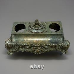 Grand encrier en bronze Patiné Epoque Restauration Inkwell