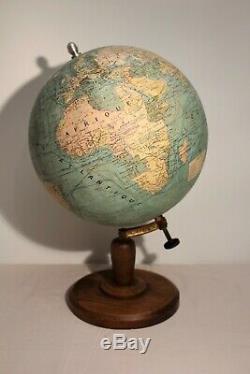 Grand globe terrestre mappemonde géographe J. Forest époque XIX ème siècle