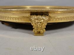 Grand plateau à miroir, centre de table d'époque Empire en bronze doré, XIX ème