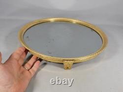 Grand plateau à miroir, centre de table d'époque Empire en bronze doré, XIX ème