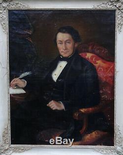 Grand portrait d'homme Epoque Louis Philippe HST XIXème siècle